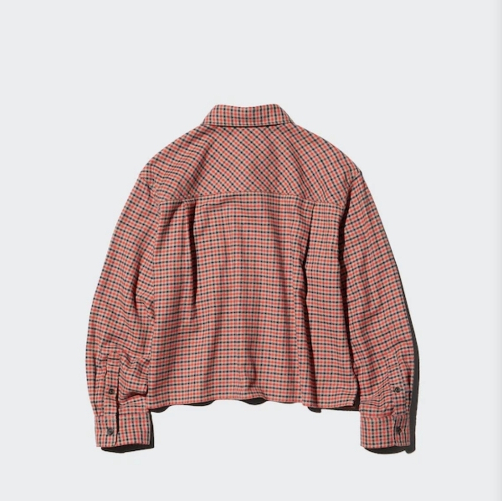 NWT Uniqlo Flannel Boxy Shirt, Red Plaid, Size M - Picture 3 of 11